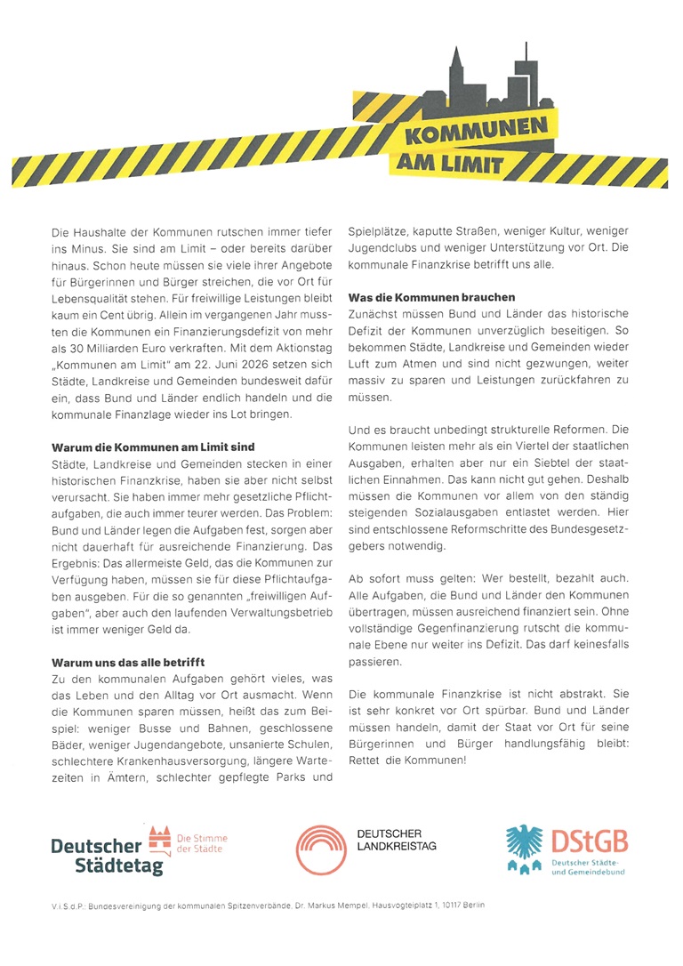 Plakat Kommunen am Limit