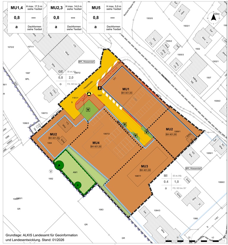 Karte für Urbanes Quartier Spitzenberg - zeichnerischer Teil 23.03.2026