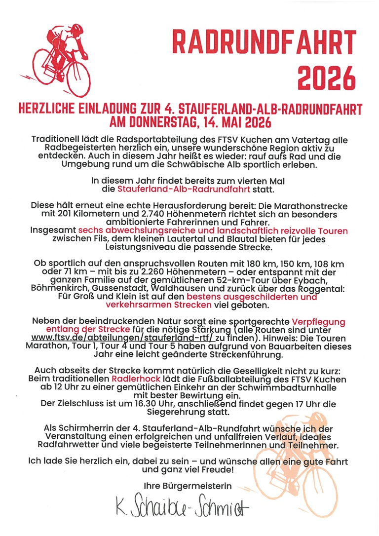 Plakat Stauferland-Alb-Radrundfahrt am 14.05.2026
