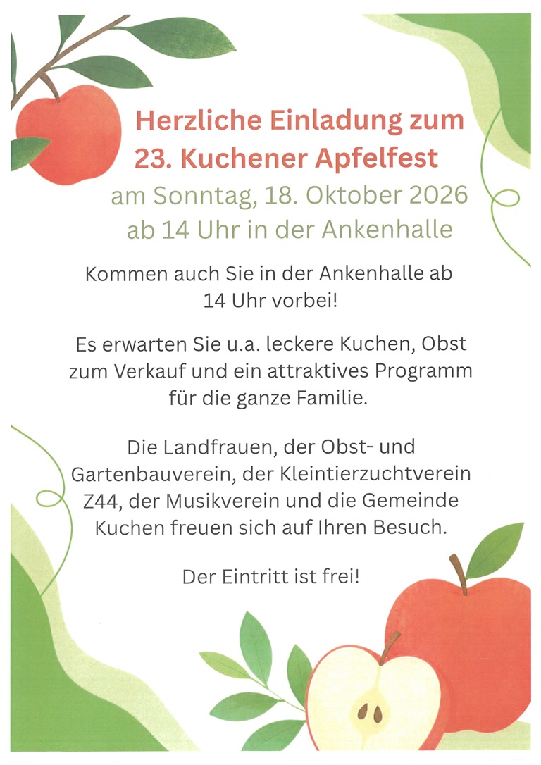 Plakat Apfelfest am 18.10. ab 14 Uhr