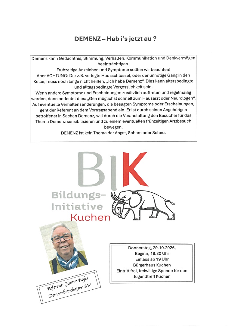 Vortrag Demenz am 29.10.2026
