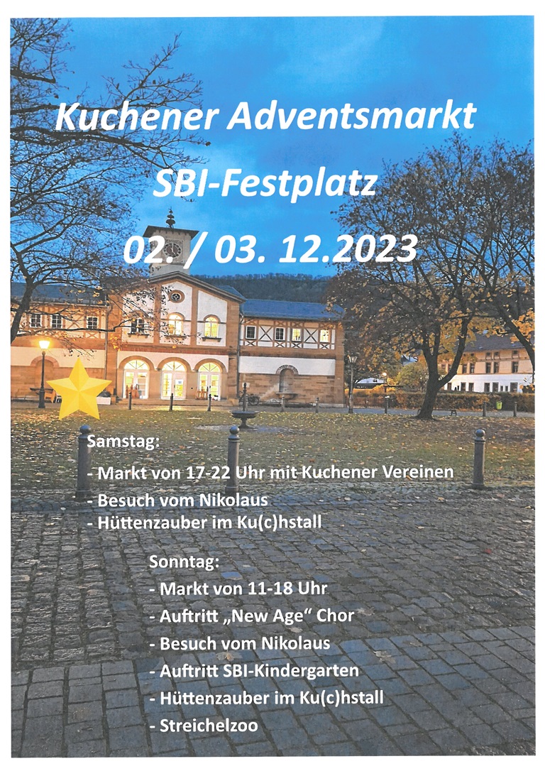 Einladung zum Kuchener Adventsmarkt Text s. u.