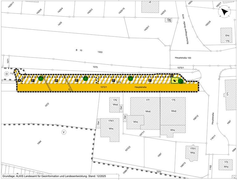 Karte Bebauungsplan Wasserstall - Änderung der Parkplätze
