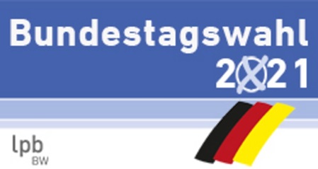 Logo der Bundestagswahl 2021 mit schwarz/rot/gold Streifen